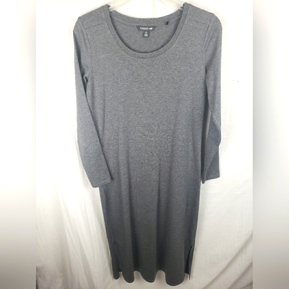 Toad&Co Gray Midi Long Sleeve Dress with Pockets Sz XS